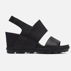 SOREL Black Joanie II Slingback Wedge Sandal